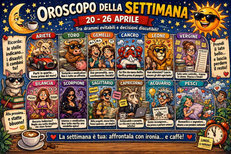 Oroscopo della settimana 20-26 aprile: tra drammi evitabili e decisioni discutibili