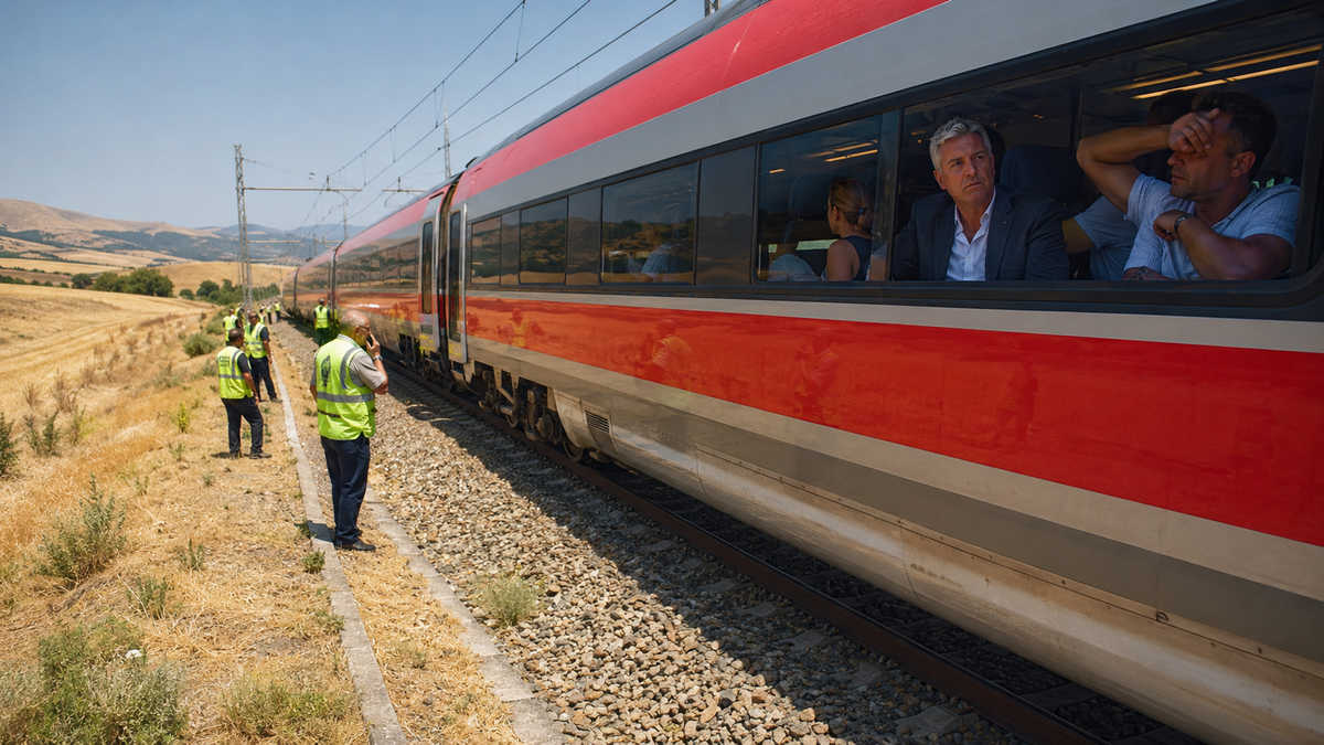 Frecciarossa si ferma nei campi