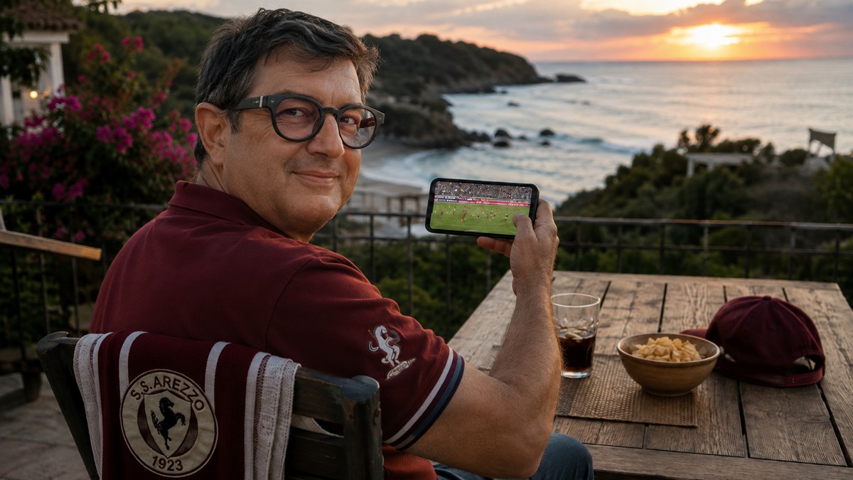 Marco Rosati segue Arezzo-Palermo dalla Sardegna sul cellulare
