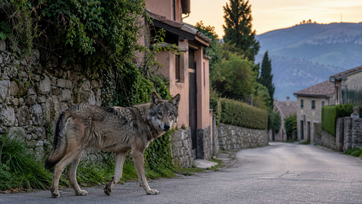 Lupo vicino a una zona abitata, immagine illustrativa sul dibattito per gli avvistamenti a San Leo Arezzo