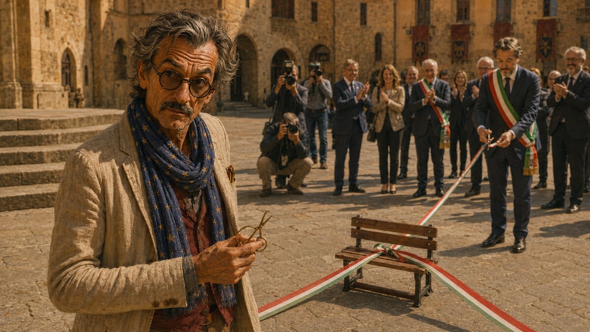 L’Astrologo dell’Ortica assiste all’inaugurazione di una panchina in una piazza toscana