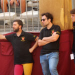 Addetti ai lavori a bordo della lizza durante le prove in Piazza Grande