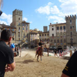 Veduta di Piazza Grande allestita per le prove della Giostra del Saracino