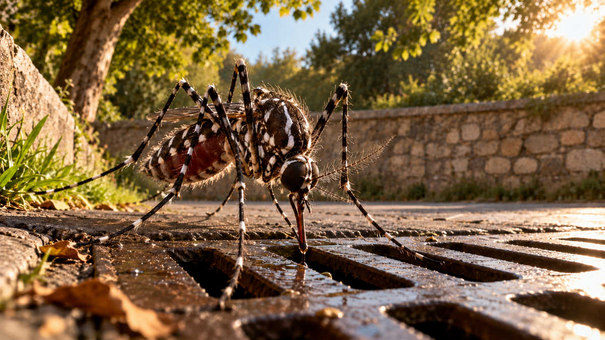 zanzare-settembre-tombini-prevenzione-arezzo Zanzara tigre vicino a un tombino durante il caldo di settembre ad Arezzo