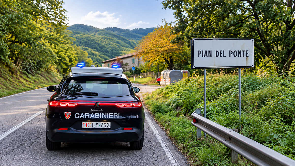 carabinieri-pian-del-ponte-bibbiena Auto dei Carabinieri lungo una strada a Pian del Ponte, nel territorio di Bibbiena