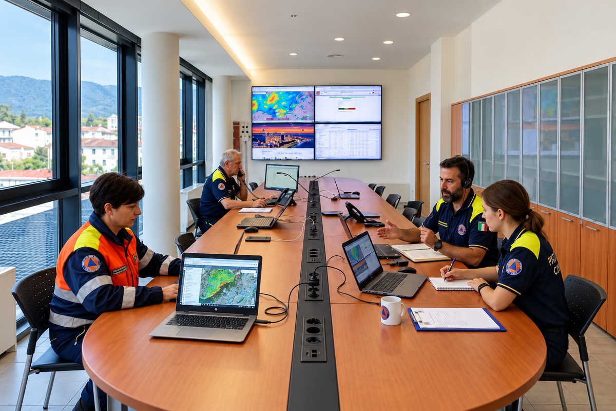 protezione-civile-sala-operativa-arezzo Sala Operativa Provinciale Integrata di Arezzo, sede del coordinamento delle emergenze.